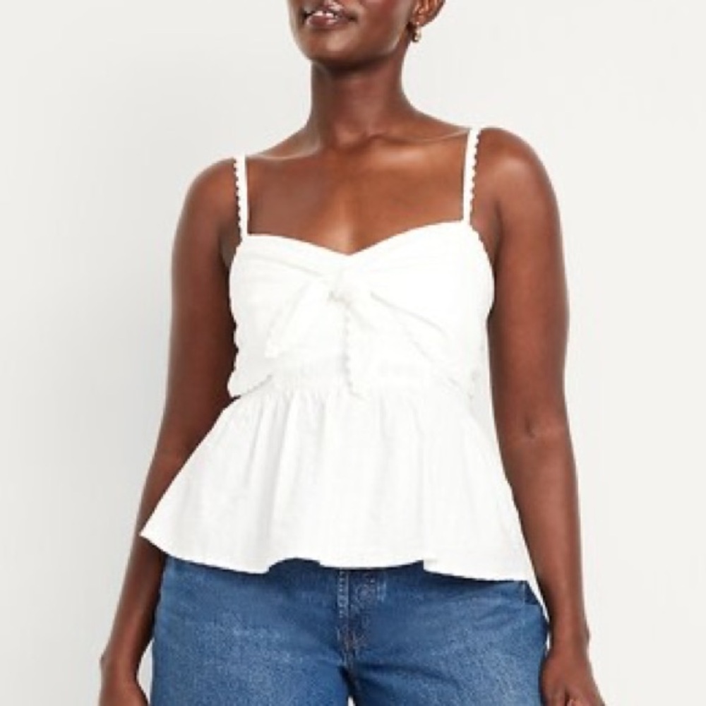 Old Navy White Tie-Front Peplum Cami
